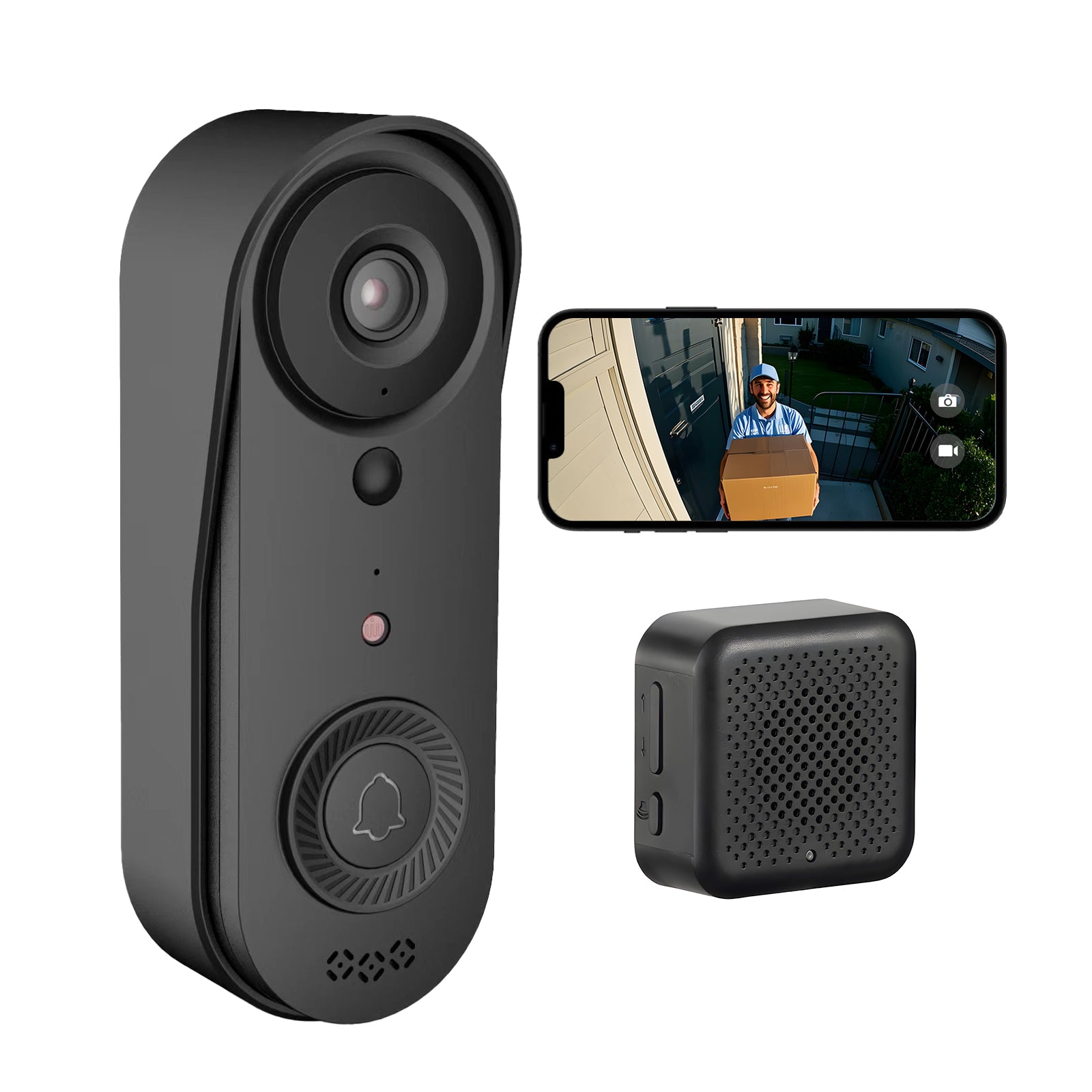 Wireless Video Doorbell Camera, 2-Way Audio Included Ring Chime, AI Human Detection, Live View, 2.4G Wi-Fi, Night Vision, Cloud Storage, Indoor/Outdoor Surveillance Cam